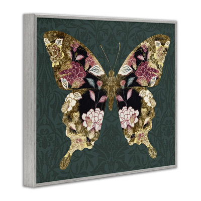 «Traditional Florals Butterfly», art de la giclée encadrée par Victoria Barnes