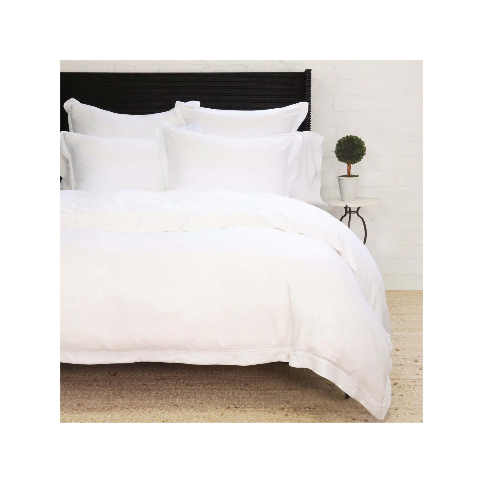 Sheena Rayon Duvet Cover Set, Queen Duvet Cover + 2 Standard Shams, White/White