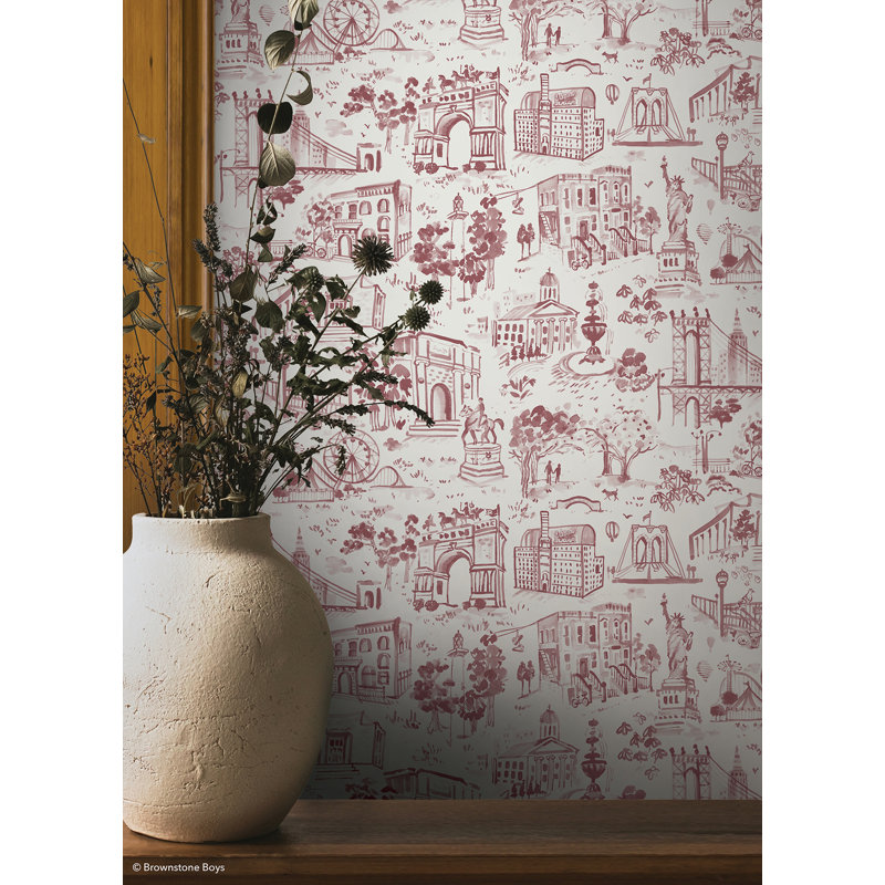 Toile de New York, papier peint adhésif, Red