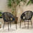 Modern Outdoor Chair Pair - Weave, Black Polished Iron, 28.26" W X 25.31" L 33.59" H Chairs Streamlined Style, Woven , Iron Frame,