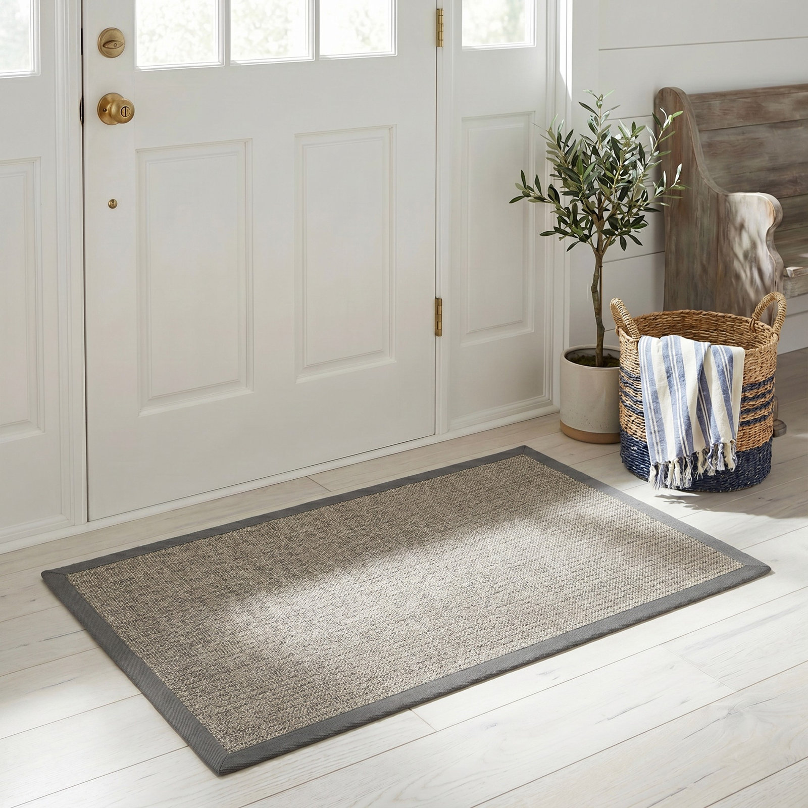Brown Gray Jute Rug, Rectangle 2'6" x 4'
