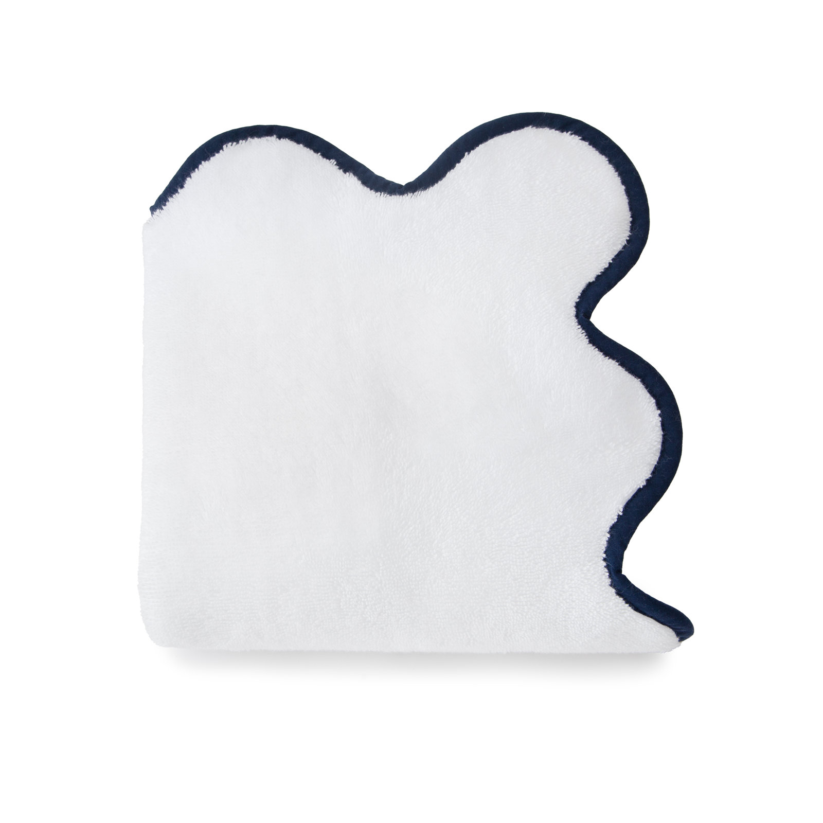 Scalloped Hand Towel, White/Navy, Hand Towel