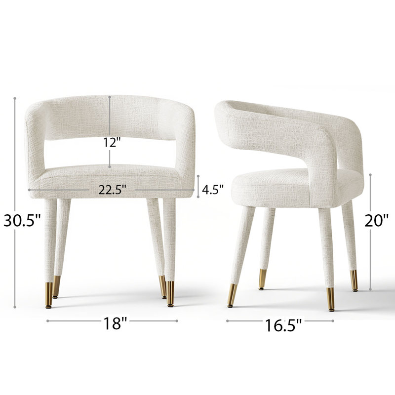 Upholstered Open-Back Dining Chairs (Set of 4), Offwhite