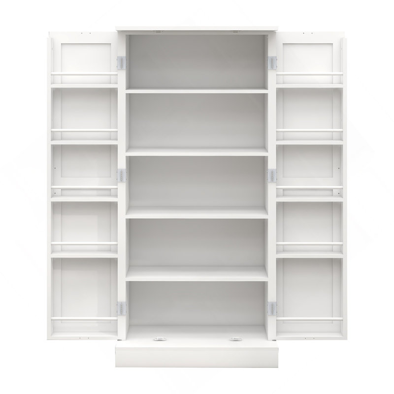 50" LED Kitchen Pantry Cabinet,Freestanding Buffet Cupboards Sideboard With 2 Doors With Racks