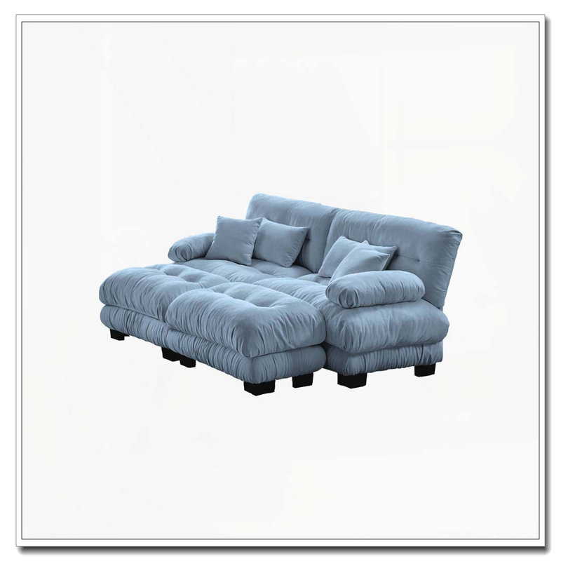 Cloud Couch Sofa,Chenille Sofa, Blue+2Seat+2Ottman