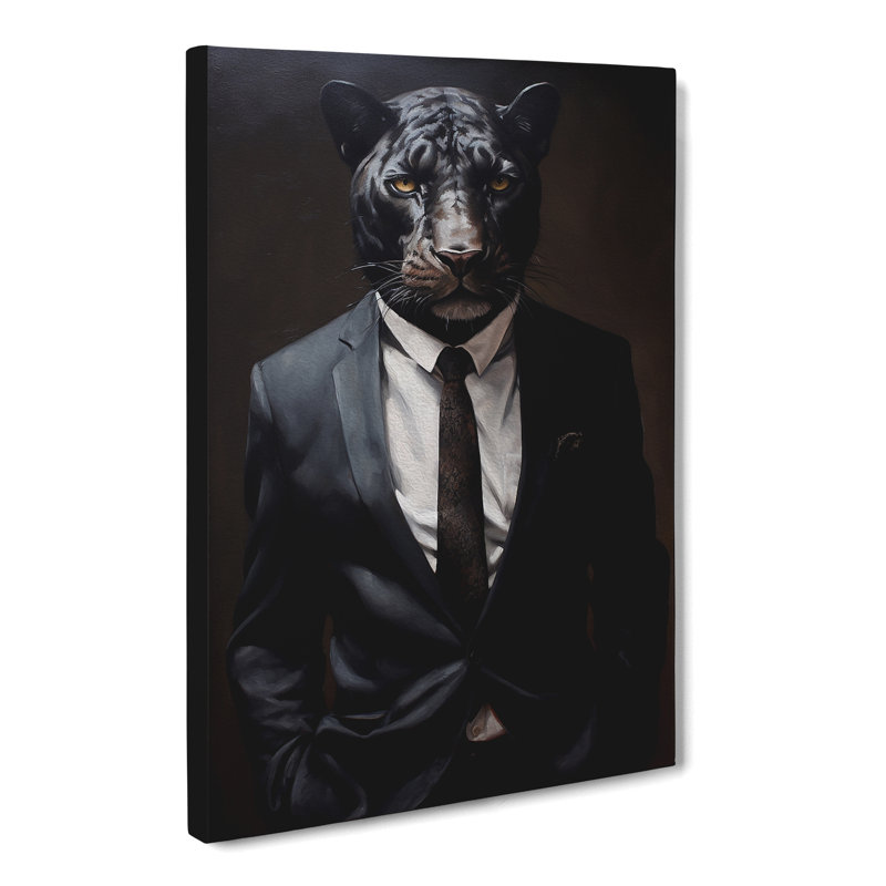 Panther in a Suit Painting - Wrapped Canvas, 60cm H x 40cm W x 3cm D