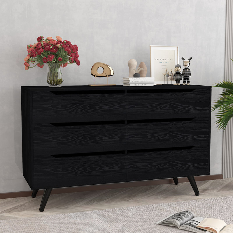 Commode 6 tiroirs Jhelani, Noir, noir, noir, noir