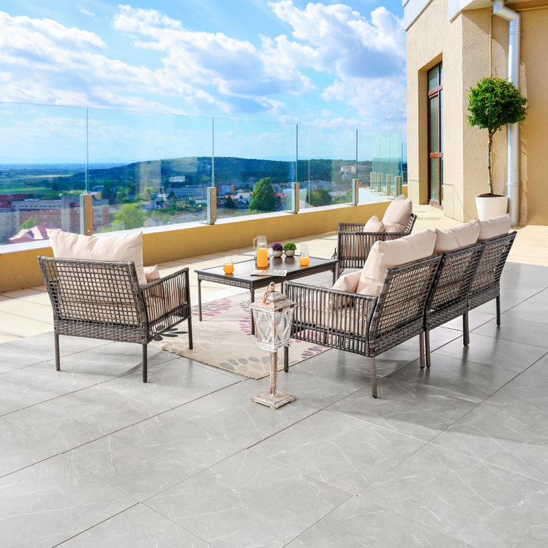 Aalaysia 6-Piece Outdoor Wicker Conversation Set