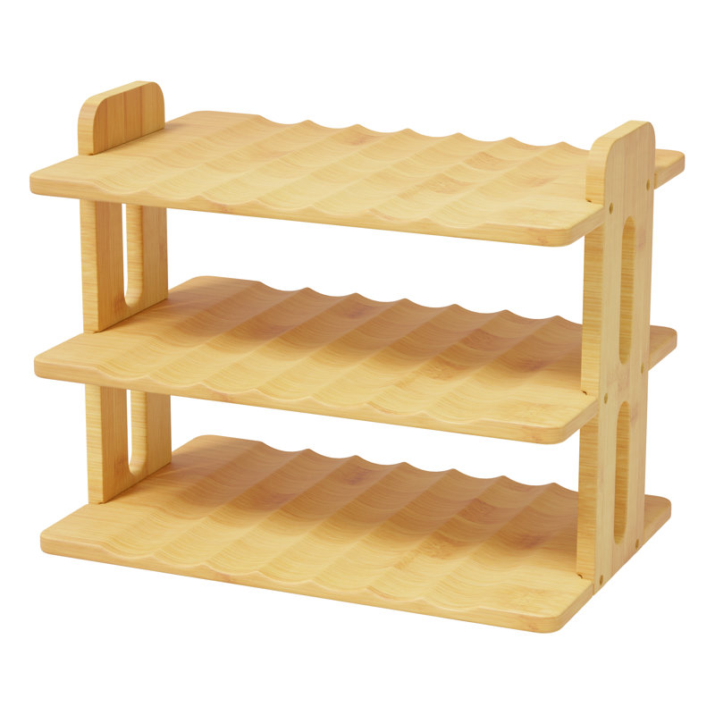 Organisateur de bouteille d'eau en bambou à 3 niveaux avec étiquettes, support de rangement pour garde-manger, porte-bouteilles et vin