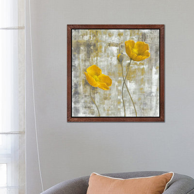 Yellow Flowers I by Carol Black - Floater Frame Painting on Canvas