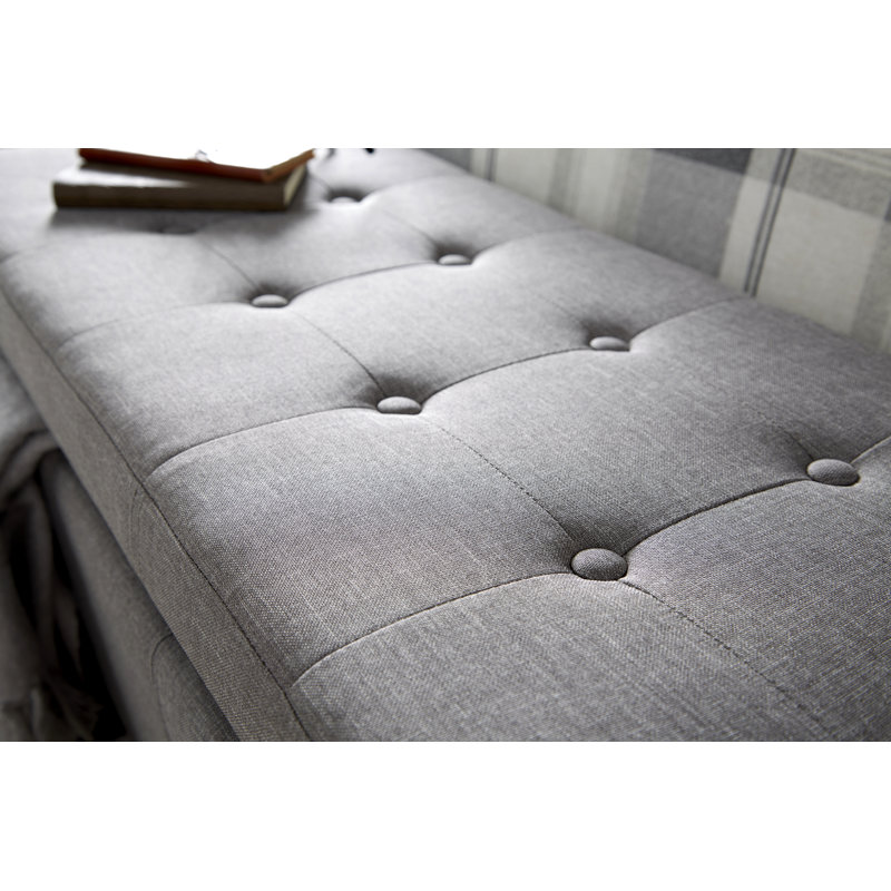 Ashley Upholstered Storage Bench, Light Grey