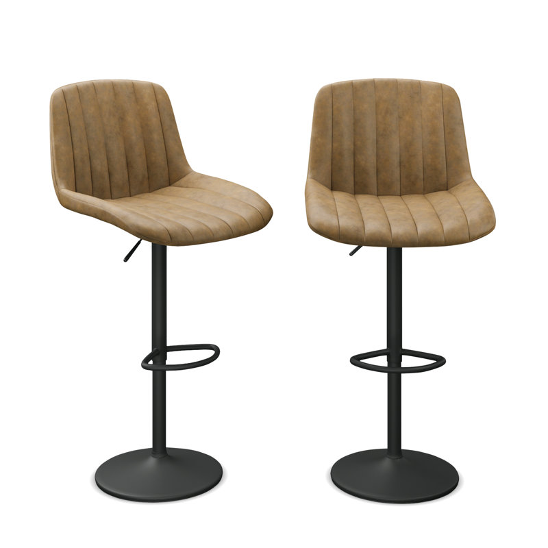 Adjustable Height Counter Stool with Metal Frame, Tan