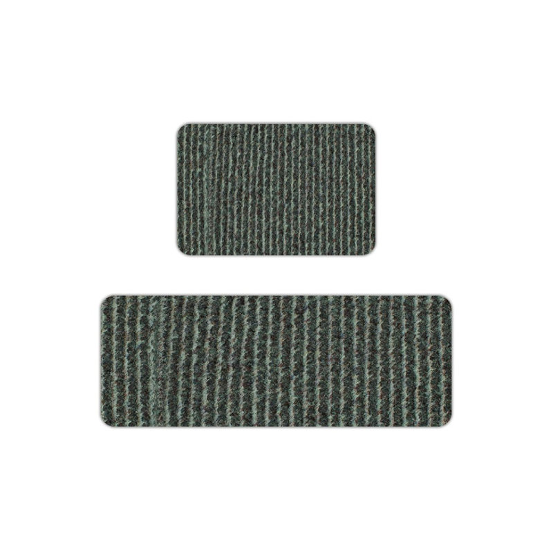 Tapis de cuisine antidérapant rayé vert foncé, 2 pièces