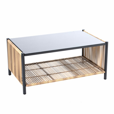 Pe 2 extérieur avec coussins gris et table de rangement pratique