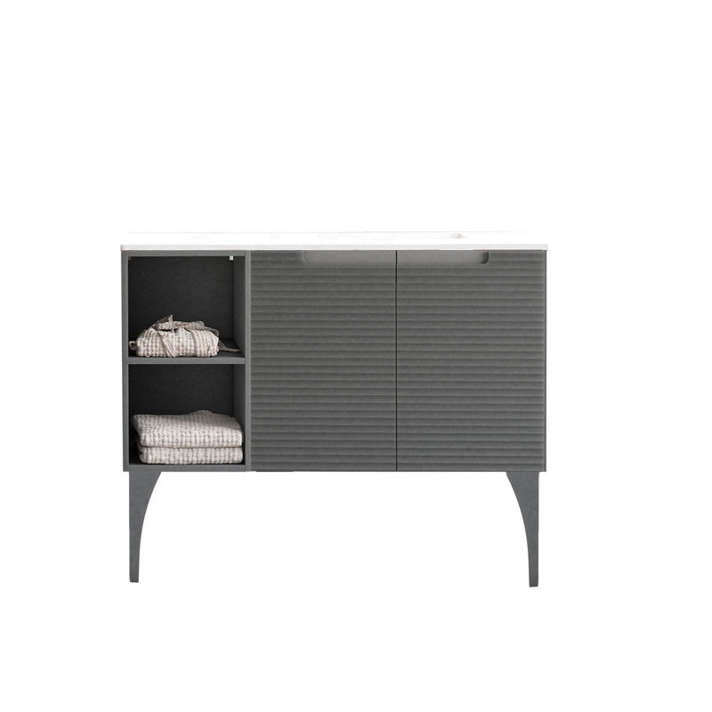 Ensemble de meuble-lavabo simple 46 po Ariyannah, Cendres