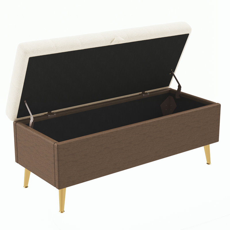 Repose-pieds moderne avec rangement et repose-pieds, Beige, Beige