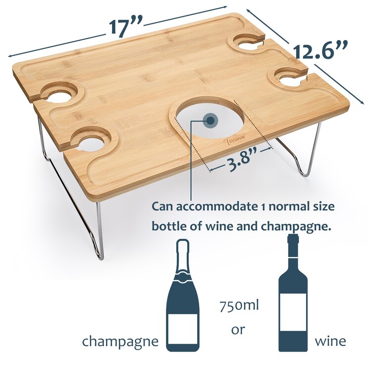 Wood Portable Wine Picnic Table