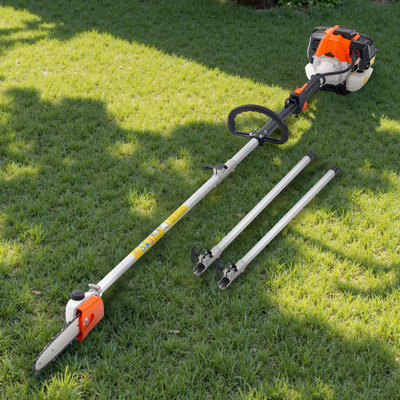Gas Pole Saw, 33CC 2 Stroke Gas Powered Pole Saws with 8 in Cutting Bar, Cordless Tree Trimmer with 30 fl.oz Fuel Tank, 6.7 to 11.6 ft Extendable, Powerful Chainsaw for Tree Trimming Pruning