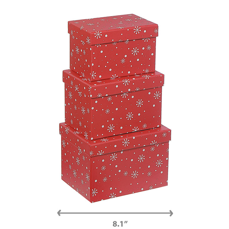 Rect. Nichoirs (flocon de neige sur fond rouge) (ensemble de 3)