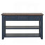 Console en bois de pin massif 48 po, table d'appoint moderne avec 3 tiroirs de rangement et 2 tablettes. Facile à assembler (bleu marine + plateau brun)-1668560195