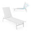 Chaise longue d'extérieur en polyester enduit de PVC Ameliana avec dossier réglable à 6 positions, blanc