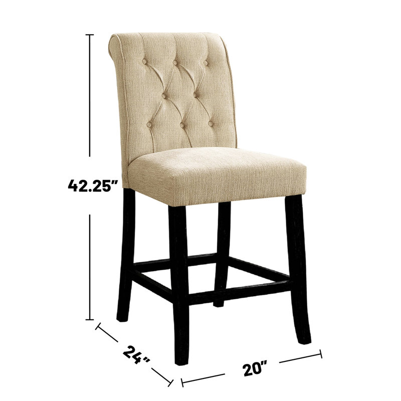 Chaises de salle à manger beige et noir antique, 2 chaises, dossier à volutes avec capitonnage, bois massif pour les pièces et dossier en chenille, Construction Dine