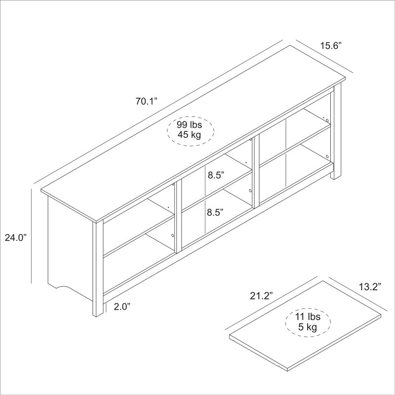 Ensemble de 2 pièces de console et de meuble télé Inniss, Travertin, Travertin