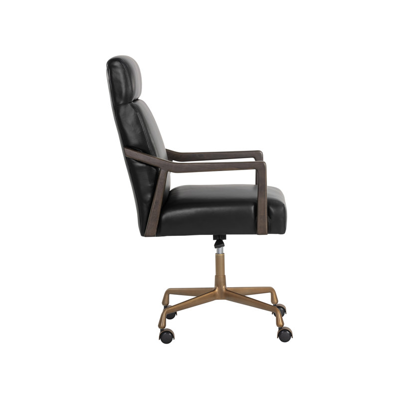 Collin Leather Swivel Office Chair, Cortina Black Genuine Leather