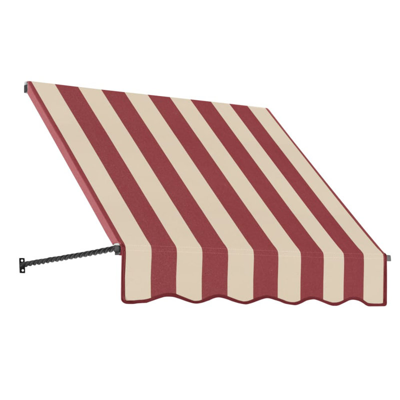Awntech Santa Fe Acrylic Fabric Fixed Awning with Iron Rope Arms, Burgundy/Tan Stripe, 31" H x 52.5" W x 24" D