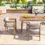 Ensemble de 2 chaises de patio pour l'extérieur, structure en aluminium au fini teck avec coussin gris clair, pour l'intérieur et l'extérieur-854243863-854243862