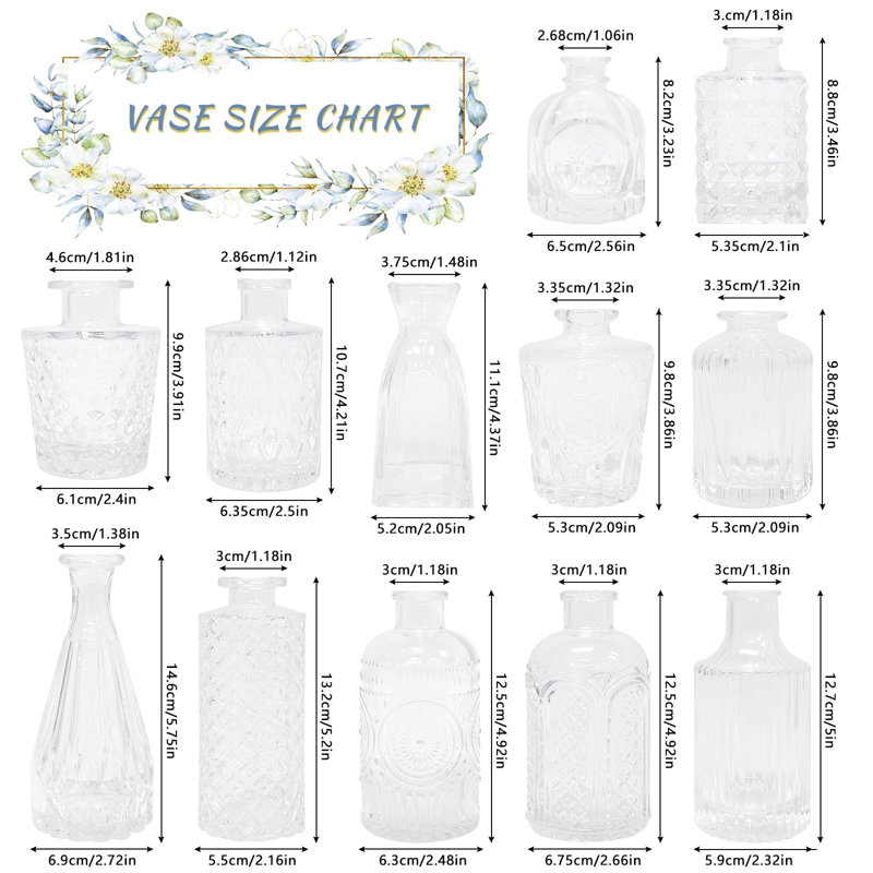 12pcs Glass Bud Vase Set, Small Flower Vases For Centerpieces In Bulk, White 