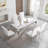 Dining Set with Faux Marble Tabletop and Upholstered Chairs-878001407-878001406