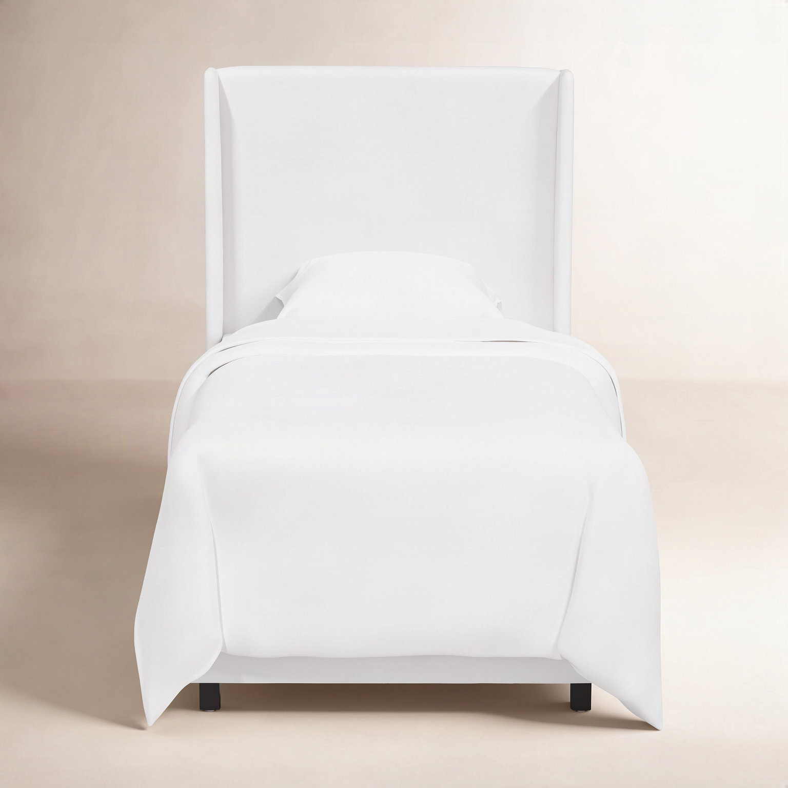 Tilly Upholstered Wingback Bed, Twin, Classic White Velvet