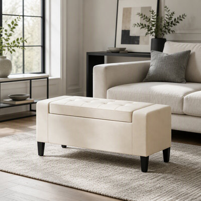 Linen Upholstered Bench with Flip Top
