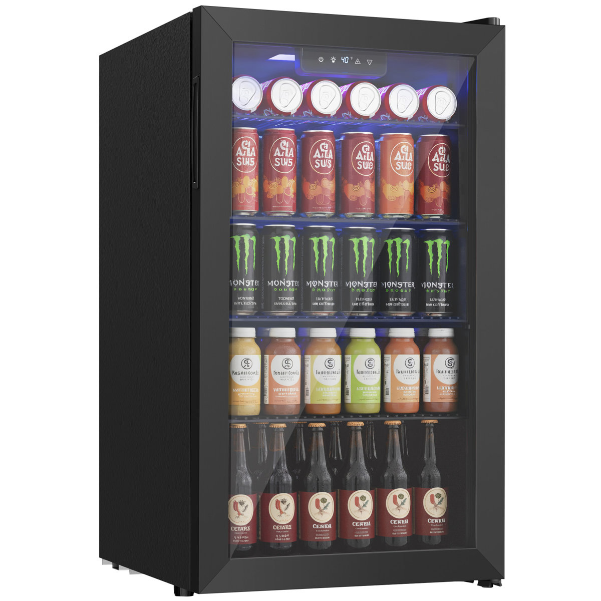 Beverage Refrigerator Cooler, 126 Can Mini Fridge With Glass Door For Wine, Soda Beer, Beverage Cooler For Home, Bar, Office With Adjustable Removable | Fridge.com