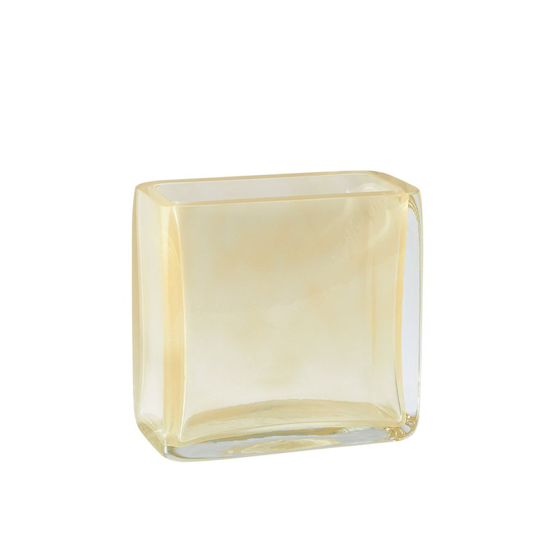 Rectangle Block Vase-Gold-Lg, 9.25" H x 9.75" W x 4.75" D