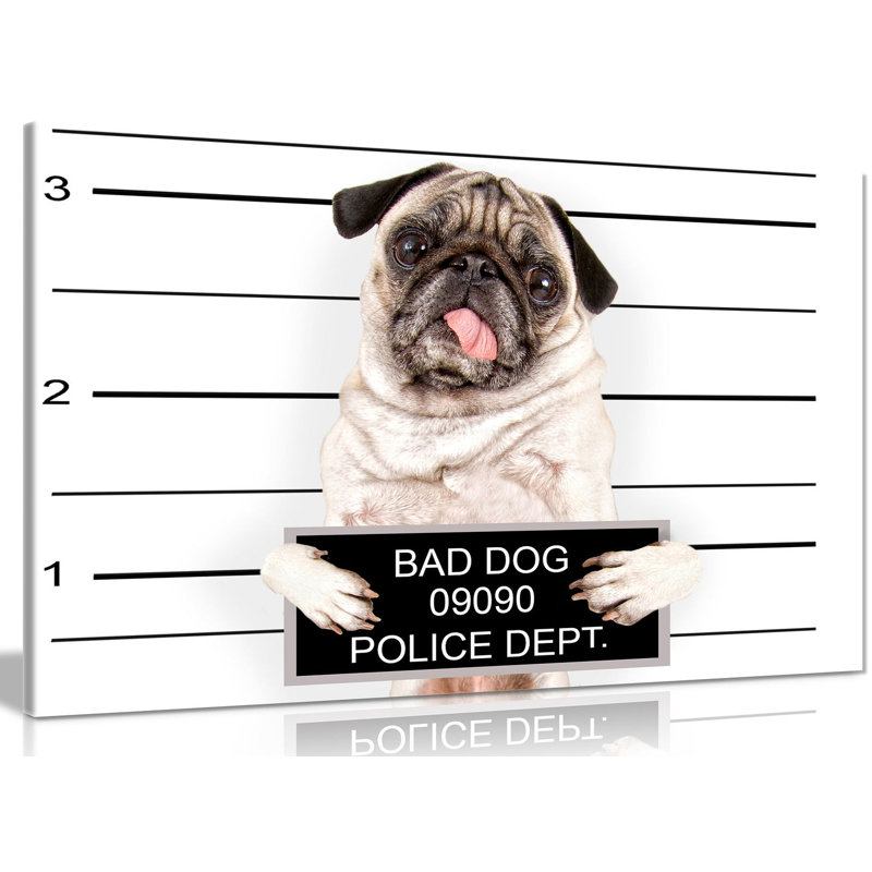 Pug Bad Dog - Wrapped Canvas Print, 31cm H x 46cm W