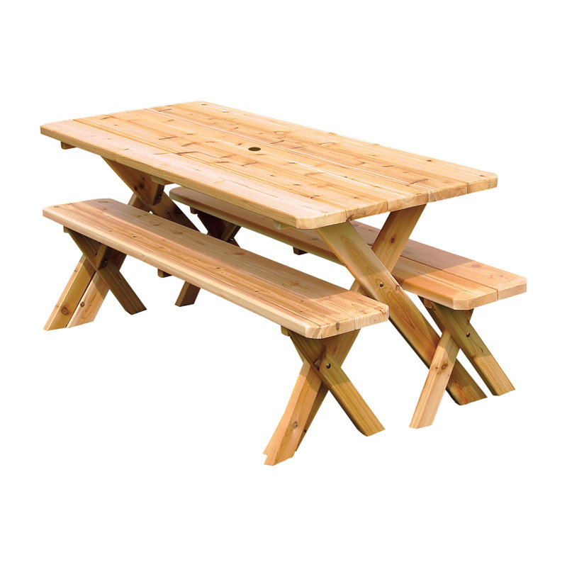 Guertin Wood Patio Dining Set with Rectangular Table, Unfinished, 55" L x 27" W x 30" H