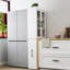 Armoire de rangement H 70,87 po, étagère de rangement coulissante multi-fonctions à 4 niveaux et 2 portes en verre, grande bibliothèque moderne en bois pour le bureau à domicile-1011049012