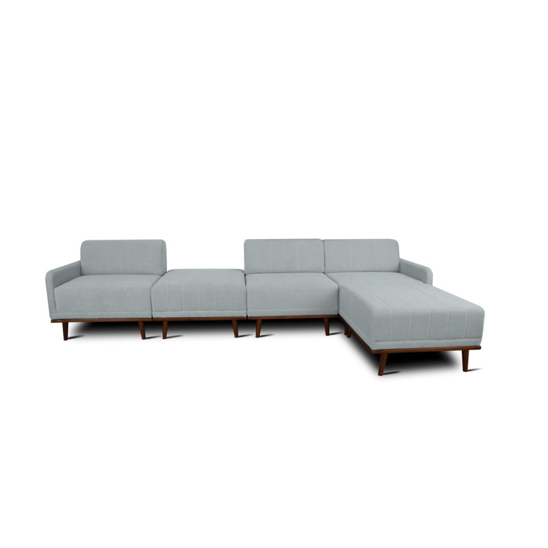 Johnathon Sofa & Chaise, Right Hand Facing, Grey Polyester Blend