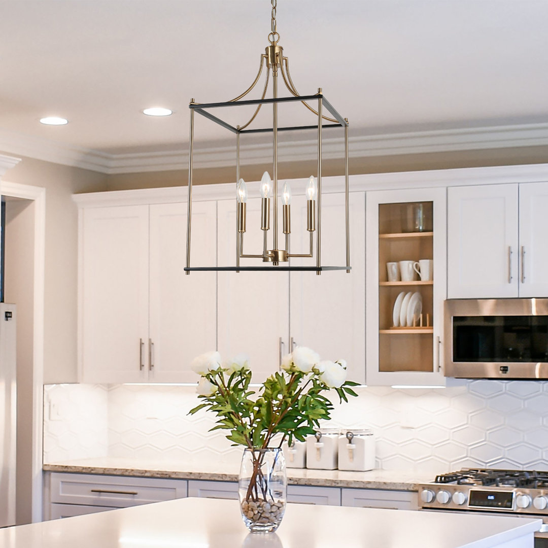 Jamiylah 4 - Light Lantern Rectangle Cage Kitchen Island Pendant Light Foyer Gracie Oaks