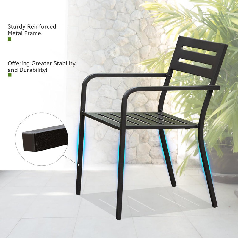 Chaises de patio 4 pièces, chaises d'extérieur robustes en métal