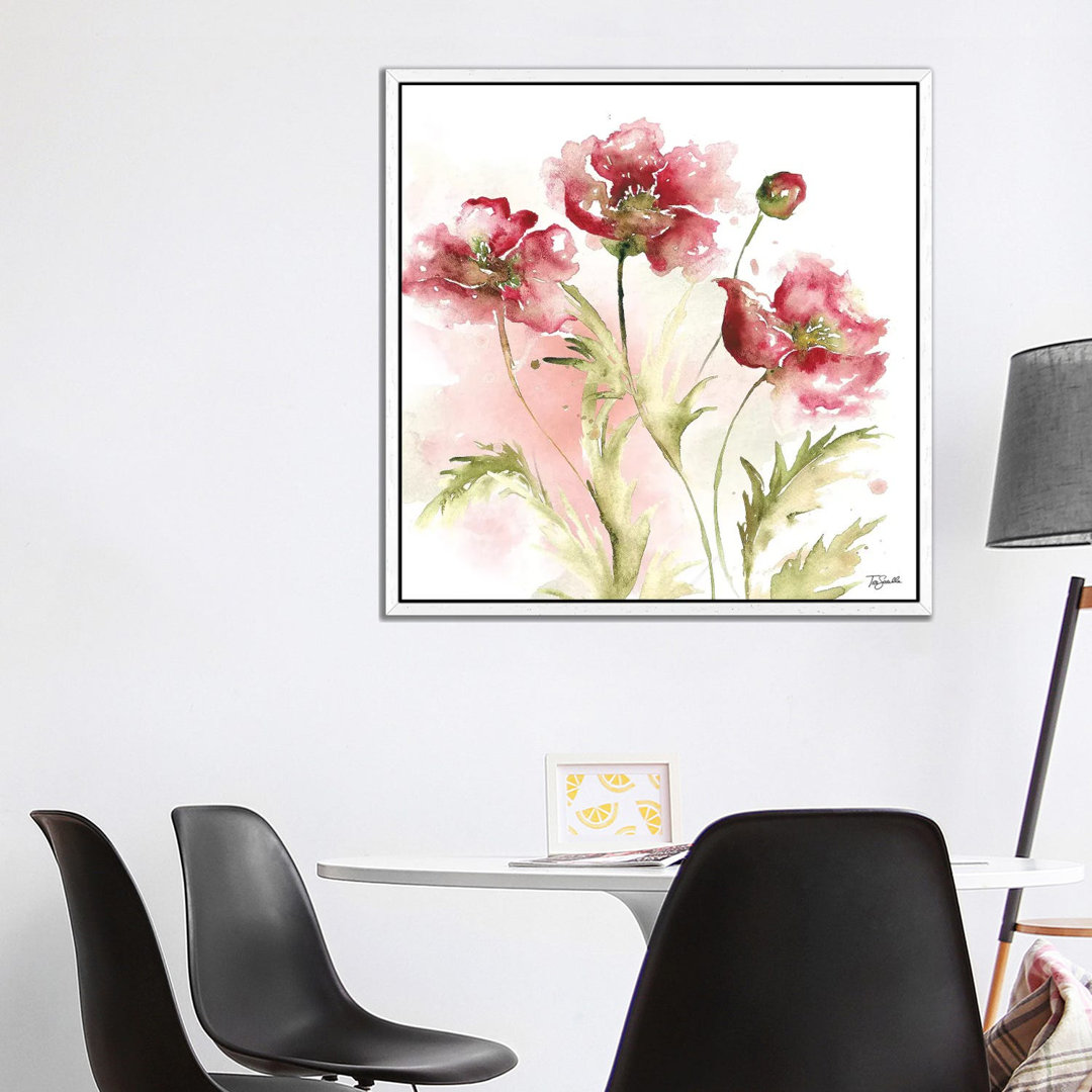 Blush Watercolour Poppy III - Painting on Canvas