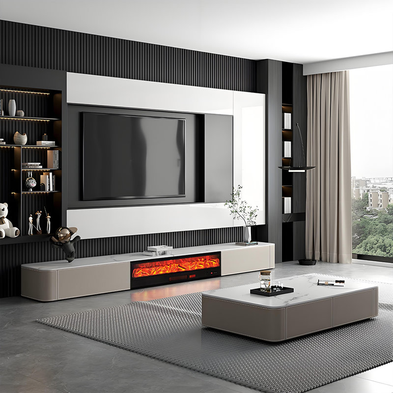 Meuble télé avec foyer électrique Modern Modern, H 14,17 po x L 15,75 po x l 133,86 po