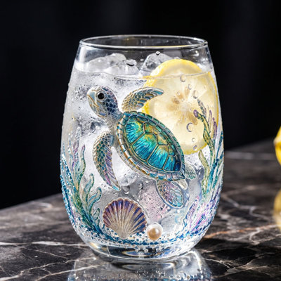 A Cup Marines Animals Glass Tea Cup Marines Animals Glass Tea Cup