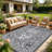 Reversible Floral Outdoor Rug Stain Resistant Waterproof UV Resistant Washable Lightweight Plastic Straw Mat for Patio Backyard Camping Beach-2086299548-2086299551