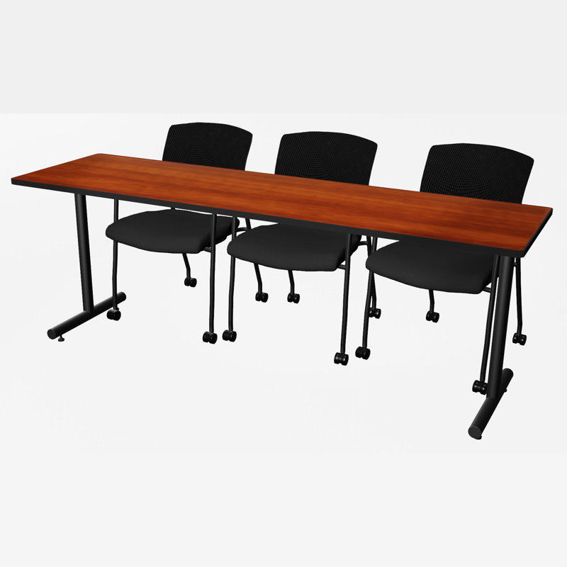 Table de formation à base en T 84 x 24 po Inbox Zero Kobe - 2 chaises Knight, H 29 po x L 60 po x l 24 po, Cerisier