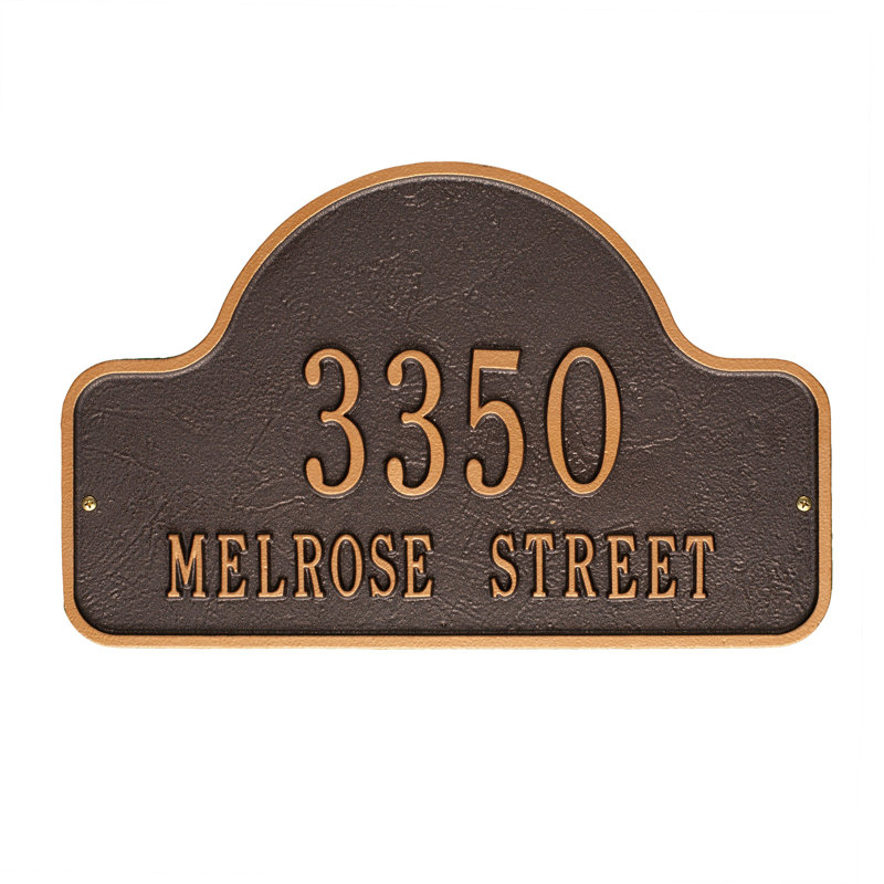 Plaque d'adresse murale à 2 lignes Lexy, Cuivre antique, Oui