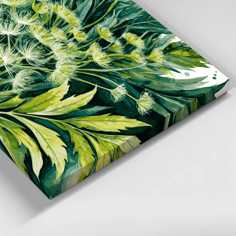 Légumes, pissenlits, verts, art mural sur toile, H 12 po x l 18 po