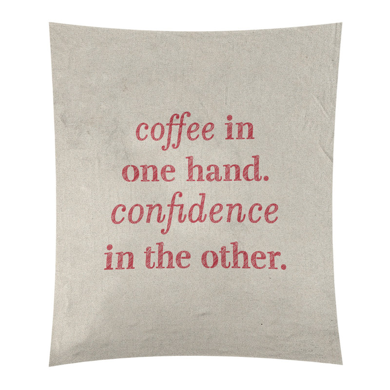 Tapisserie de polyester à citation de café et de confiance en polyester, Blanc / rouge, H 60 po x l 51 po